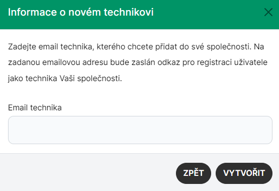 Vytvoření účtu zaměstnance