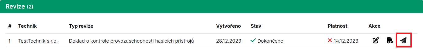 Sdílení revizní zprávy